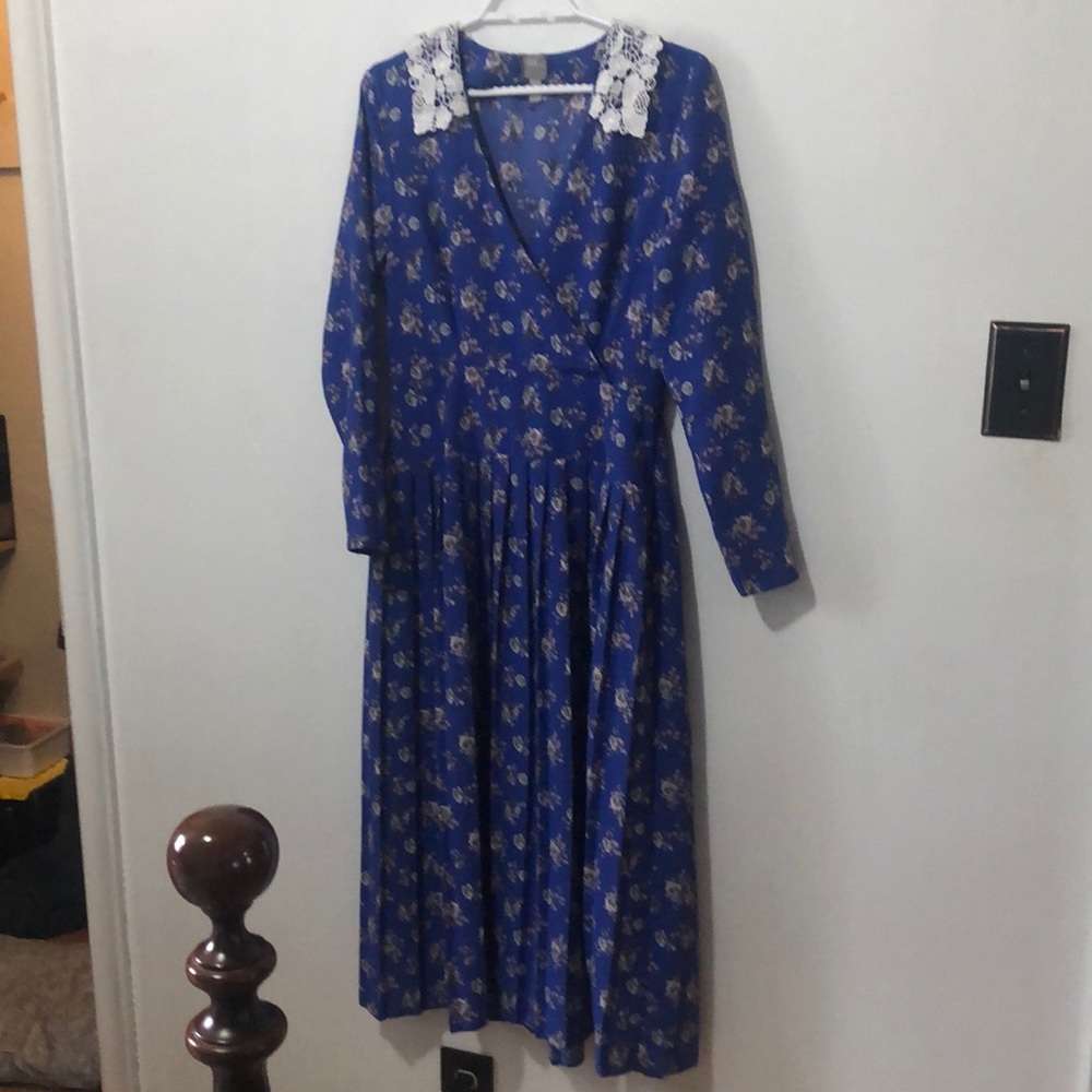 Blue floral ASOS midi-dress